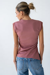 Johny Asymmetrical Top In Marsala - Final Sale