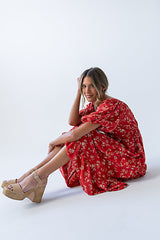 Amy Floral Maxi Dress In Red - Final Sale