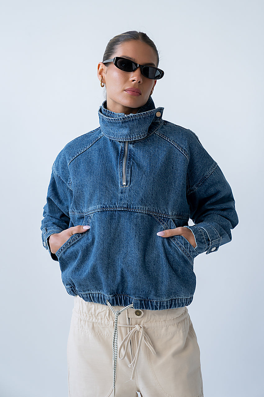 Regina Denim Jacket In Medium Wash