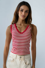 Kylen Striped Tank Top In Red - Final Sale