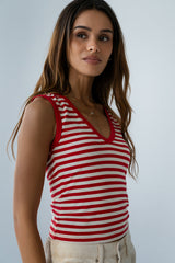 Kylen Striped Tank Top In Red - Final Sale