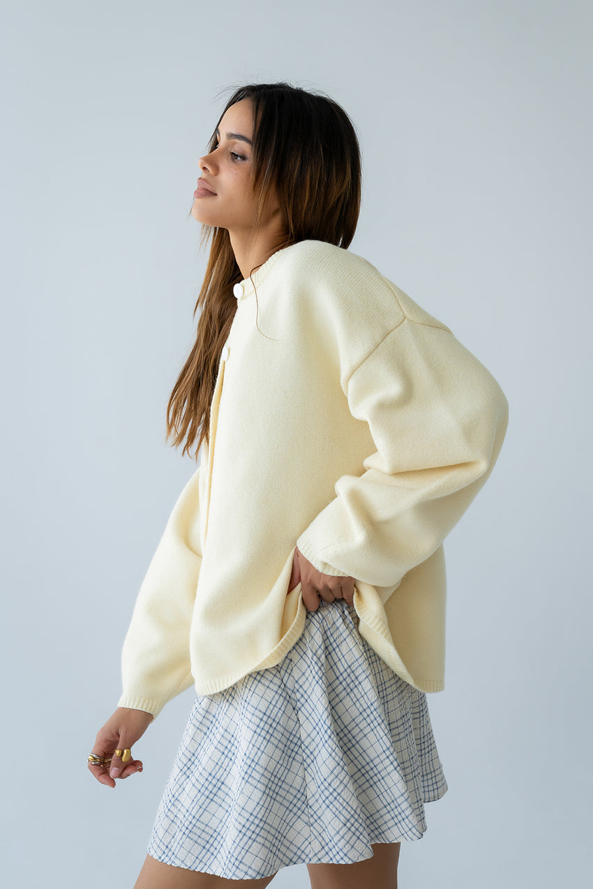 Kaia Knit Cardigan In Butter Yellow