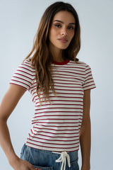 Ashtyn Striped Top In Red - Final Sale