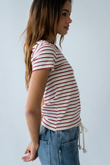 Ashtyn Striped Top In Red - Final Sale