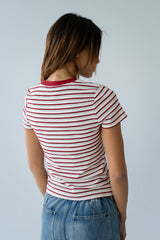 Ashtyn Striped Top In Red - Final Sale