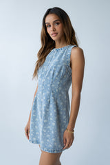 Elizabeth Floral Denim Mini Dress - Final Sale
