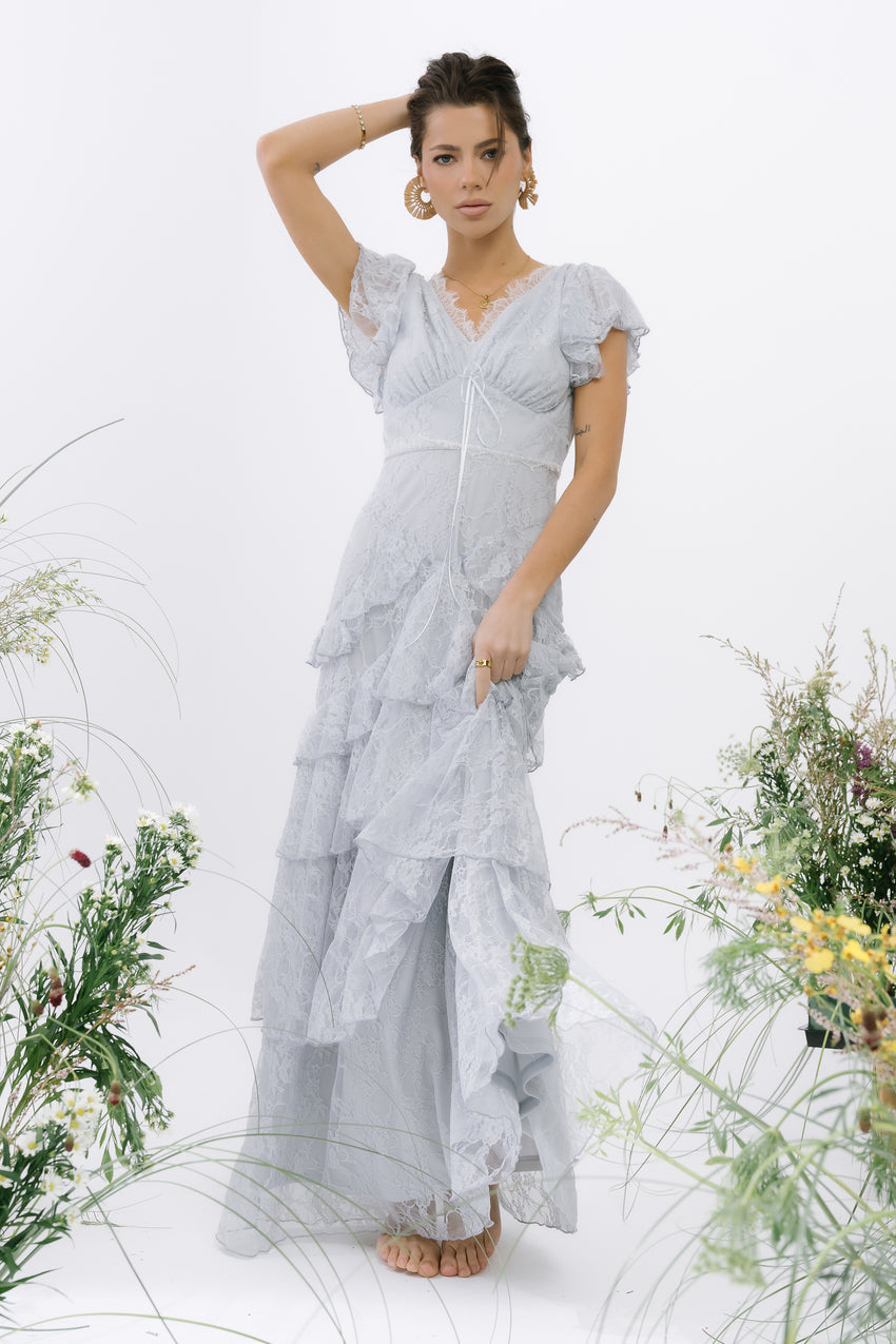 Tracie Lace Maxi Dress in Blue - FINAL SALE