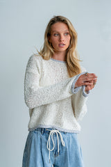 Ariel Contrast Sweater In Ivory