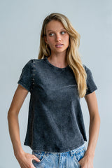 Genesis Grommet Top in Charcoal - FINAL SALE