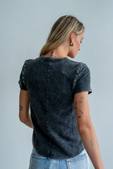 Genesis Grommet Top In Charcoal - Final Sale