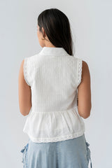 Julian Collared Blouse In Off White - Final Sale