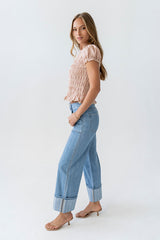 Ruth Smocked Top In Pink - Final Sale