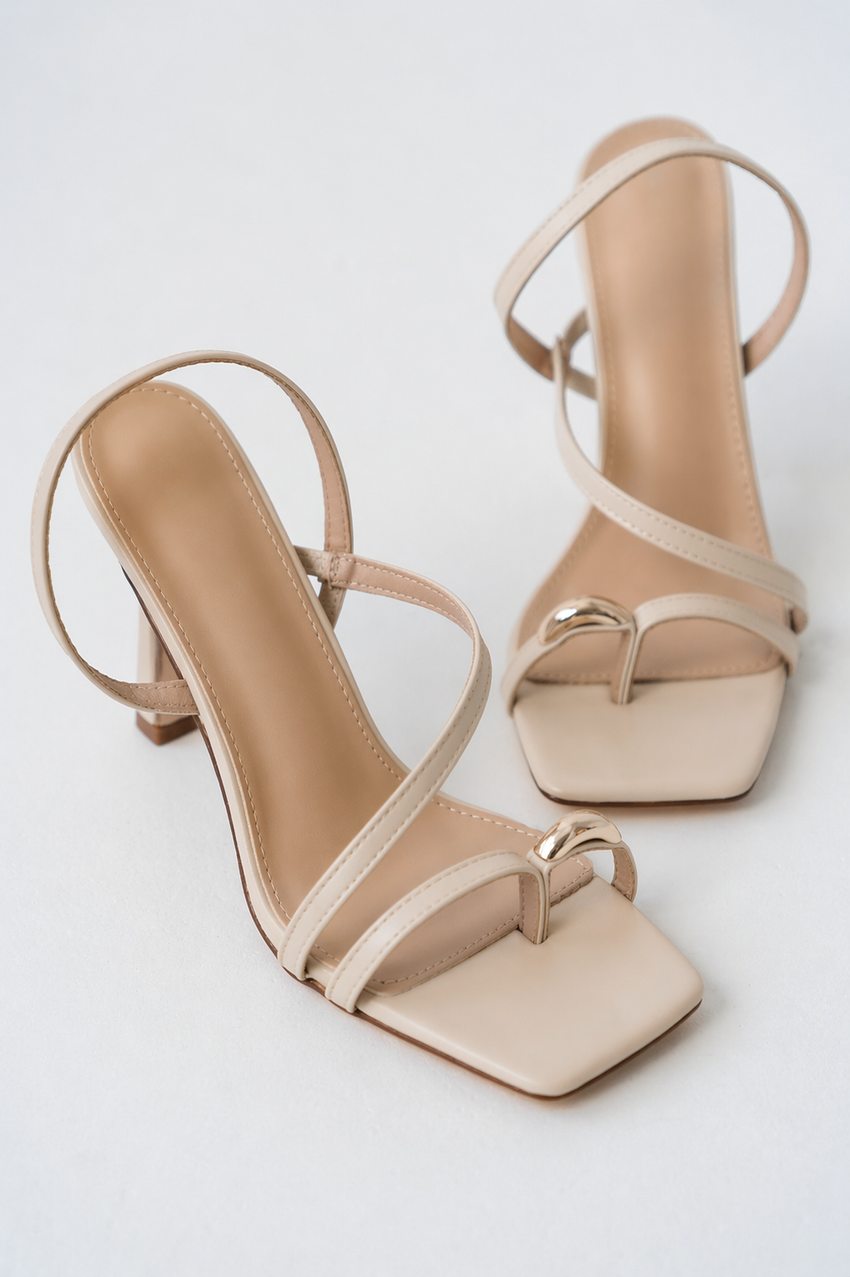 Heather Strappy Heels in Beige - FINAL SALE