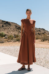 Nora Midi Dress In Terracotta - Final Sale