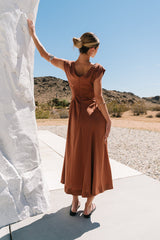 Nora Midi Dress In Terracotta - Final Sale