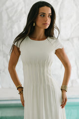 Carolina Pleated Maxi Dress In Ivory - Final Sale