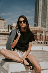 Karen Lace Trim Top In Black