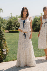 Simon Tiered Maxi Skirt In Blue - Final Sale