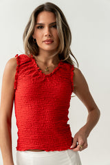Jordana Textured Tank In Red