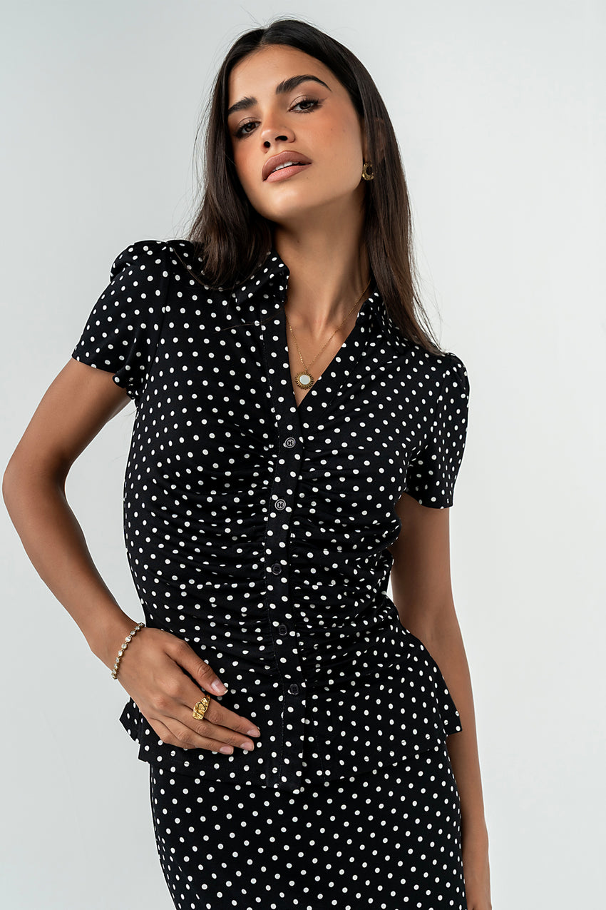 Malia Polka Dot Collared Blouse - FINAL SALE