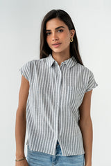 Janel Collared Striped Top - Final Sale