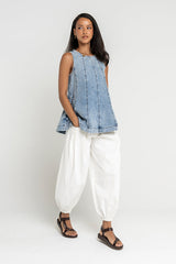 Savannah Denim Sleeveless Tunic Top - Final Sale