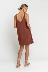 Aria Mini Dress In Brown - Final Sale