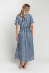 Tatum Denim Wrap Midi Dress - Final Sale
