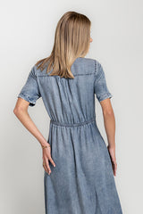 Tatum Denim Wrap Midi Dress - Final Sale