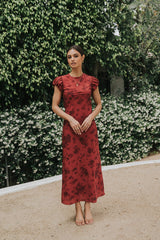 Ellianna Floral Maxi Dress In Brick