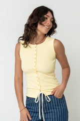 Lucas Button Up Tank Top In Yellow