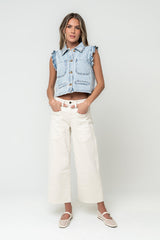 Mylah Wide Leg Jeans in Ivory