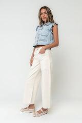 Mylah Wide Leg Jeans In Ivory