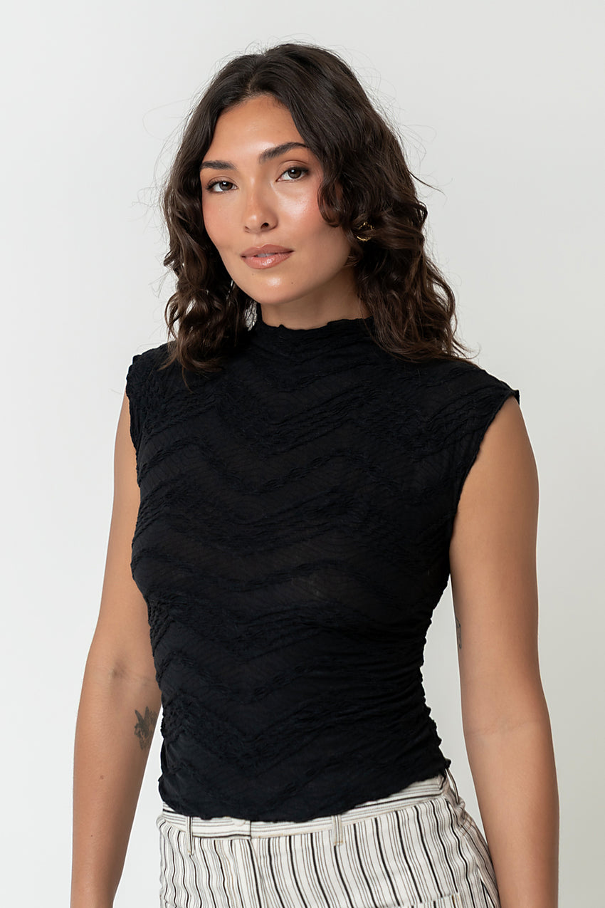 Monet Textured Top in Black