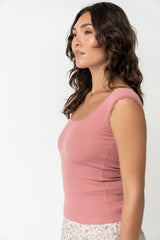 Sawyer Lace Trim Tank Top In Pink