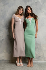Deana Striped Maxi Dress In Green - Final Sale