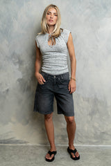 Kaydence Bermuda Shorts In Washed Black - Final Sale