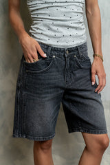 Kaydence Bermuda Shorts In Washed Black - Final Sale