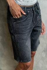 Kaydence Bermuda Shorts In Washed Black - Final Sale