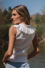 Mitchel Collared Tank In Ivory - Final Sale