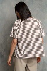 Lina Striped Tee In Taupe - Final Sale