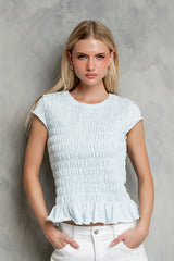 Boston Smocked Top in Blue - FINAL SALE