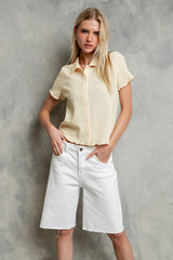 Velma Textured Button Up In Yellow