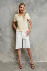 Velma Textured Button Up In Yellow