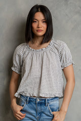 Gabi Plaid Blouse in Ivory