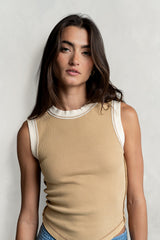 Lilah Reverse Seam Tank in Taupe