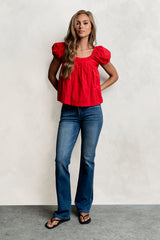 Delaney Swiss Dot Top In Red