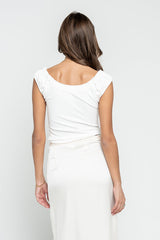 Ace Ribbed Top In White - Final Sale