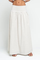 Kellie Gingham Skirt in Taupe - FINAL SALE