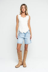 Haddie Lace Tank In Ivory - Final Sale